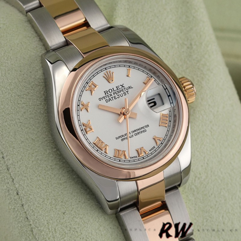 Rolex Datejust 179161 Stainless Steel and Everose Gold White Roman Dial 26MM Lady Replica Watch