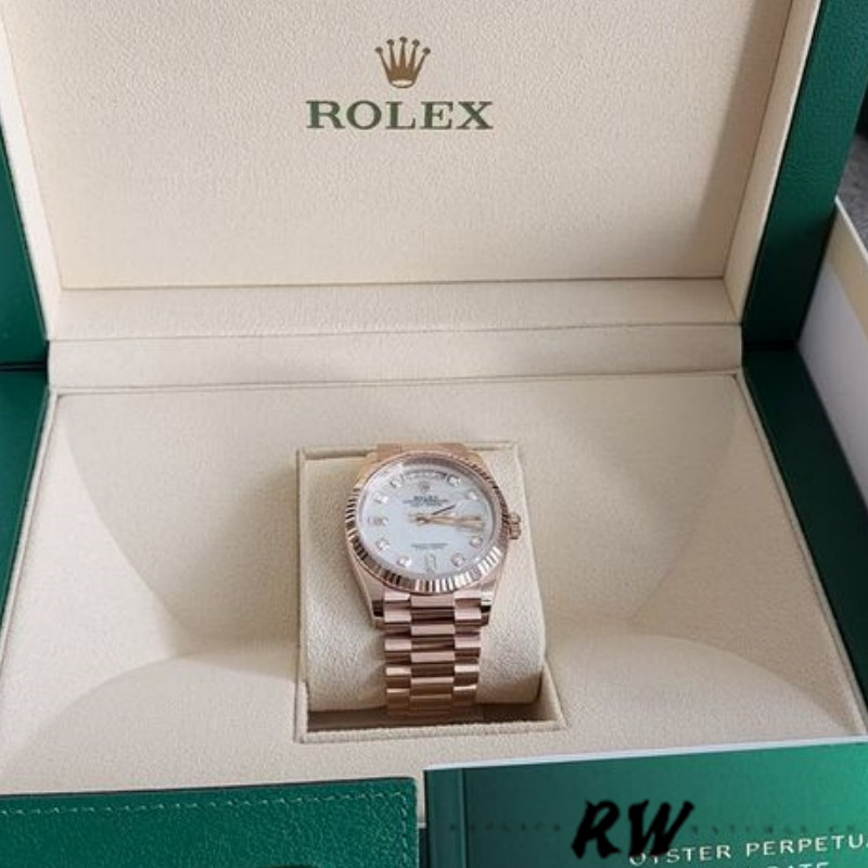 Rolex Day-Date 128235 Everose Gold MOP Dial 36MM Unisex Replica Watch