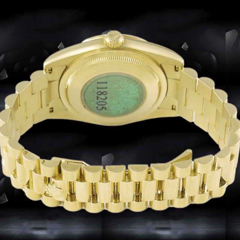 Rolex Day-Date 118208 Black Dial Automatic Yellow Gold 36mm Unisex Replica Watch