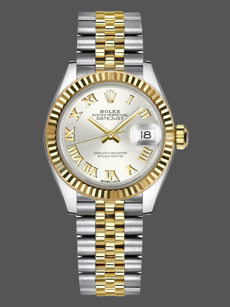 Rolex Datejust 279173 Silver Roman Numeral Dial Fluted Bezel 28mm Lady Replica Watch