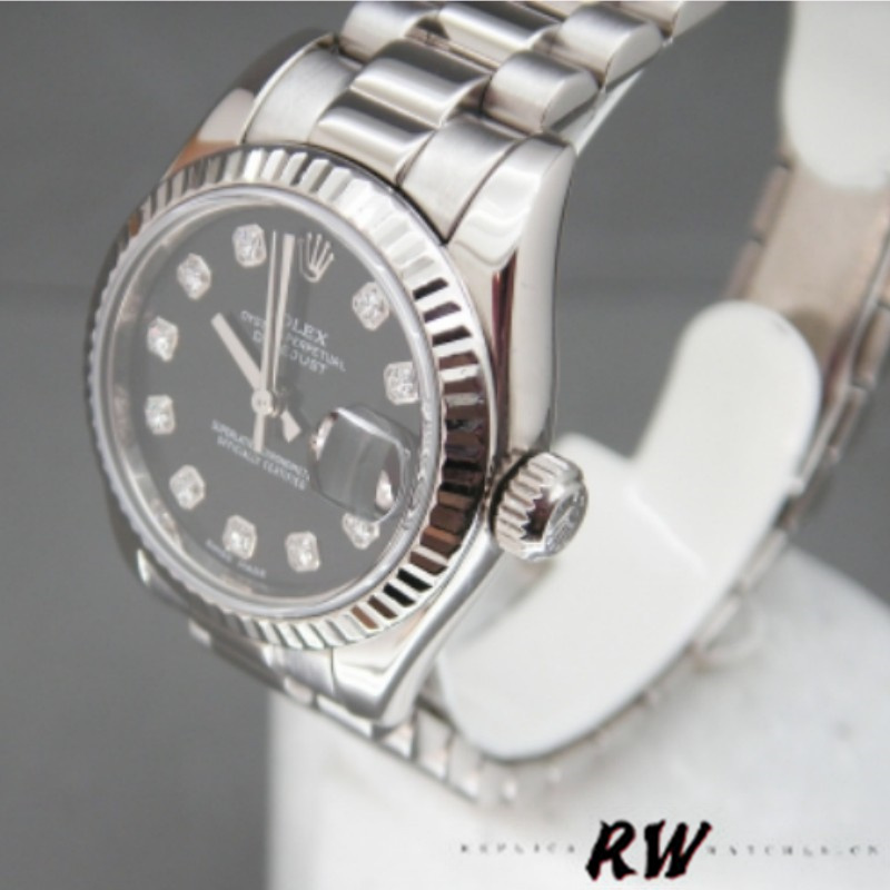 Rolex Datejust m178274 Black Diamond Dial Fluted Bezel 31MM Lady Replica Watch