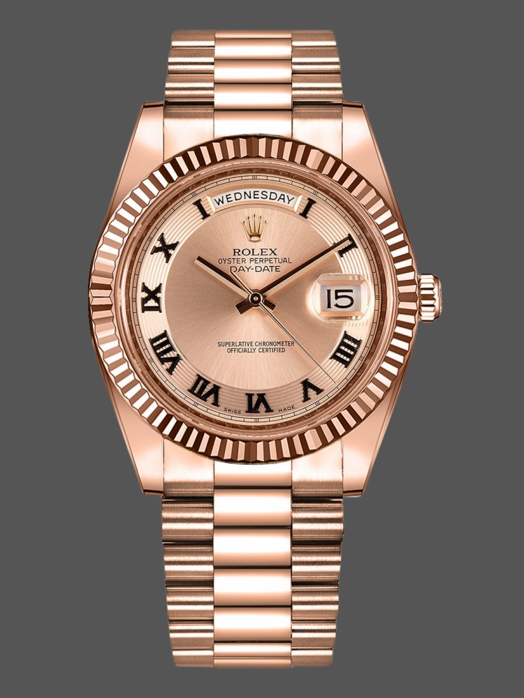 Rolex Day-Date 218235 Concentric Circle Champagne Dial Rose Gold 41MM Mens Replica Watch