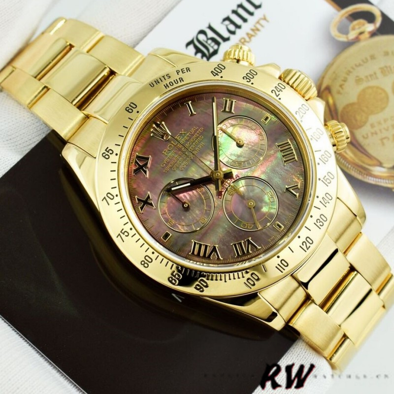 Rolex Cosmograph Daytona 116528 Black MOP Roman Dial 40MM Mens Replica Watch