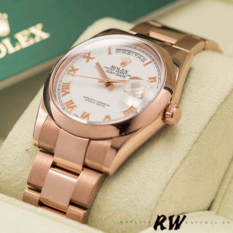 Rolex Day-Date 118205 White Roman Numeral Dial 36mm Unisex Replica Watch