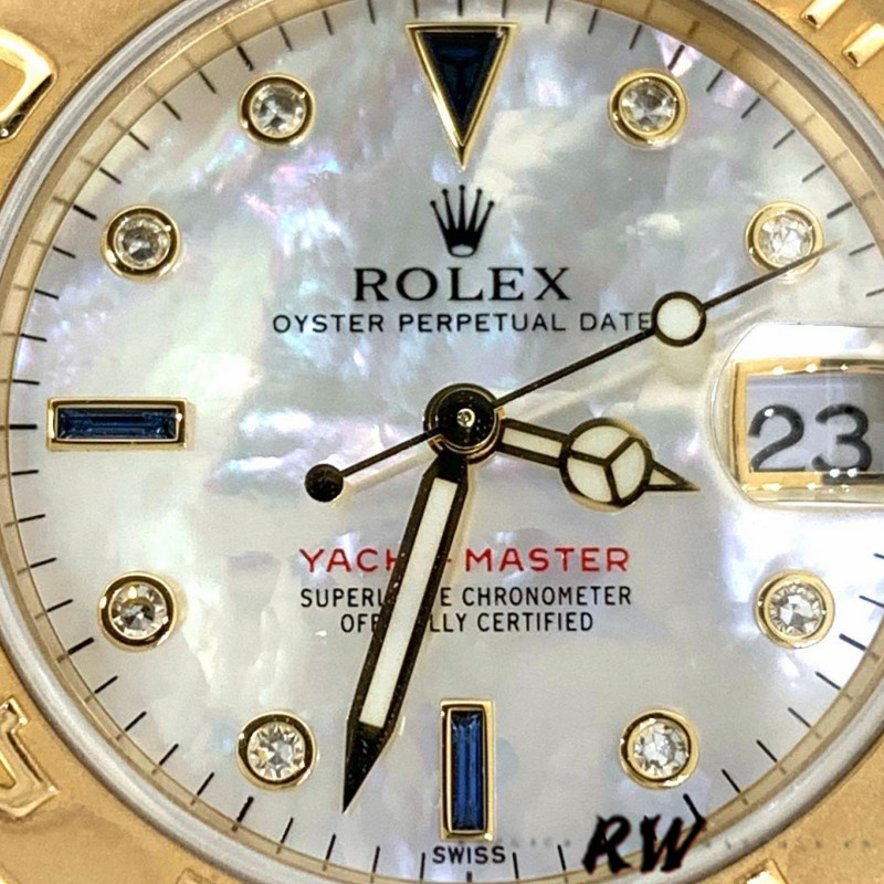 Rolex Yacht-Master 168628 White MOP Dial Yellow Gold 35MM Unisex Replica Watch
