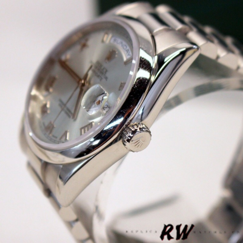 Rolex Day-Date 218206 Concentric Rhodium Grey Roman Numeral Dial Platinum 41MM Mens Replica Watch