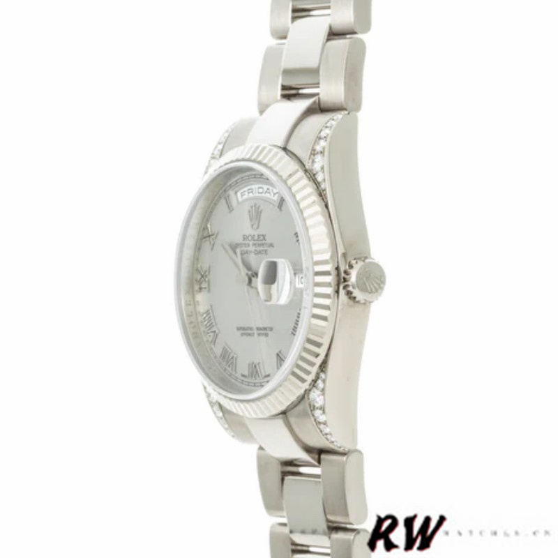 Rolex Day Date 118339 White Gold white Dial Fluted Bezel 36mm Unisex Replica Watch