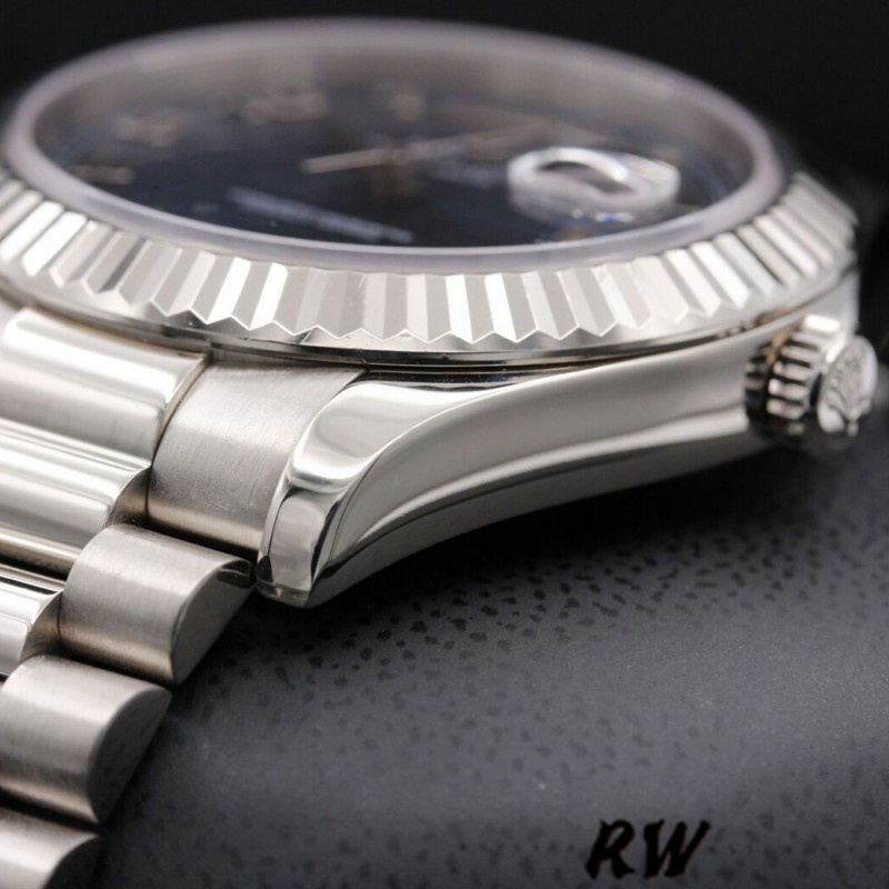 Rolex Day-Date 218239 Wave Blue Dial White Gold 41MM Mens Replica Watch