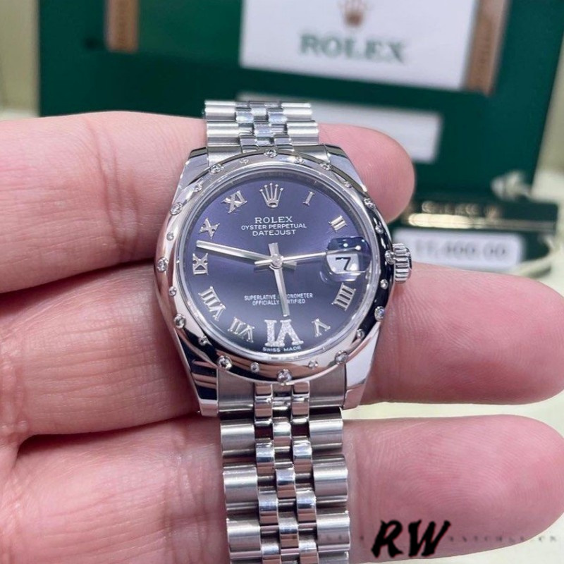 Rolex Datejust 178344 Stainless Steel Blue Dial Diamonds 31MM Lady Replica Watch