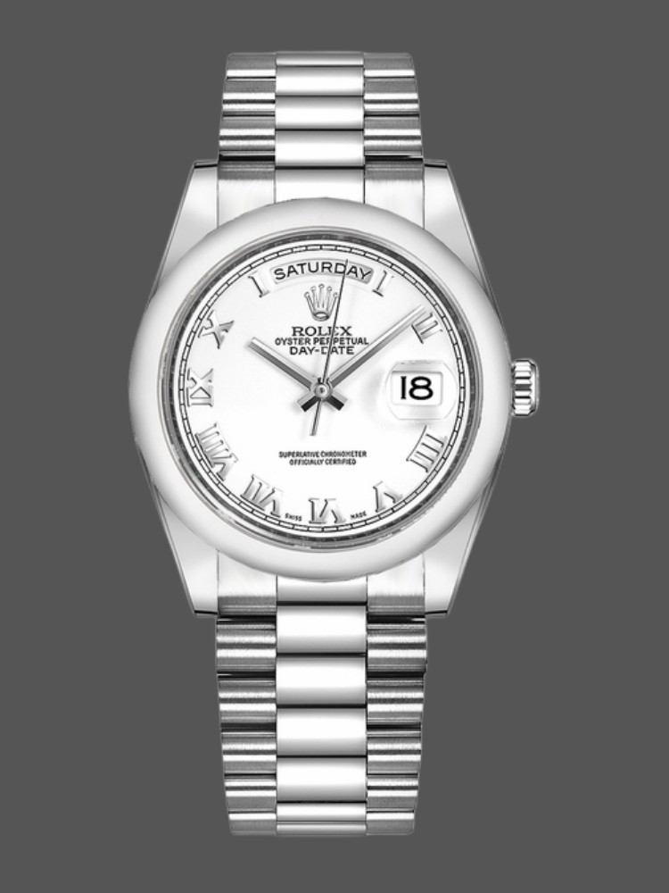 Rolex Day-Date 118206 White Roman Numeral 36mm Unisex Replica Watch