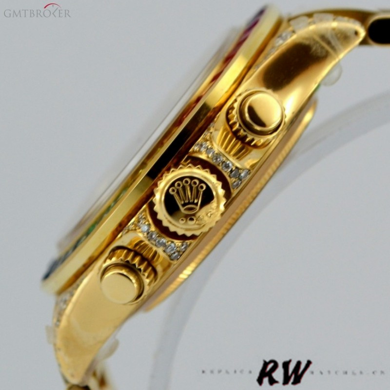 Rolex Daytona 116528 Rainbow Bezel Black Diamond Dial 40mm Mens Replica Watch