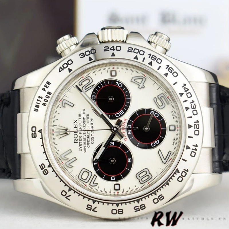 Rolex Daytona 116519 Panda Dial Black Leather Strap 40mm Mens Replica Watch