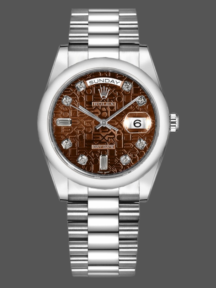 Rolex Day-Date 118209 White Gold Jubilee Chocolate Brown Dial 36mm Unisex Replica Watch