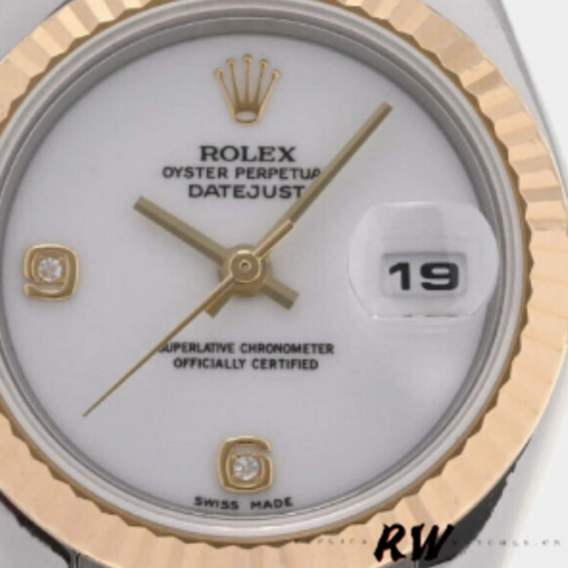 Rolex Datejust 179173 White Dial Diamonds Fluted Bezel 26MM Lady Replica Watch