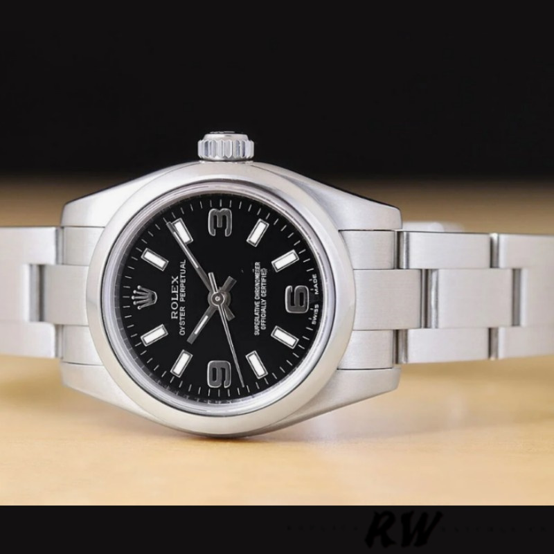 Rolex Oyster Perpetual 176200 Black Dial Stainless Steel 26MM Lady Replica Watch