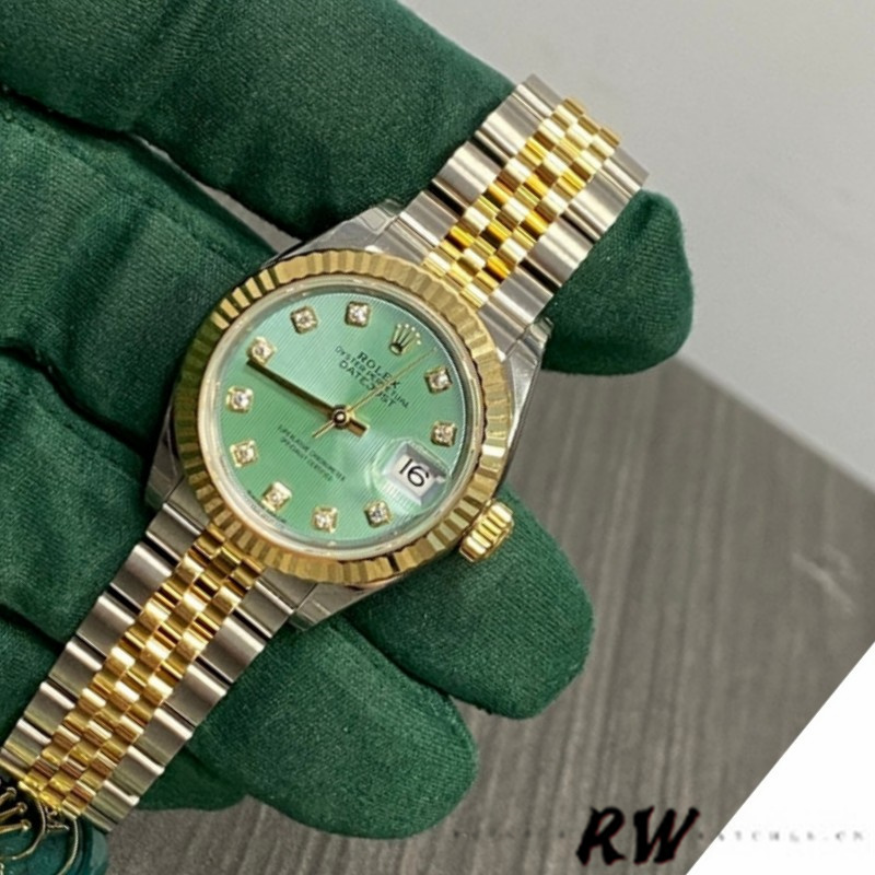 Rolex Datejust 279173 Green Diamond Dial Fluted Bezel 28mm Lady Replica Watch
