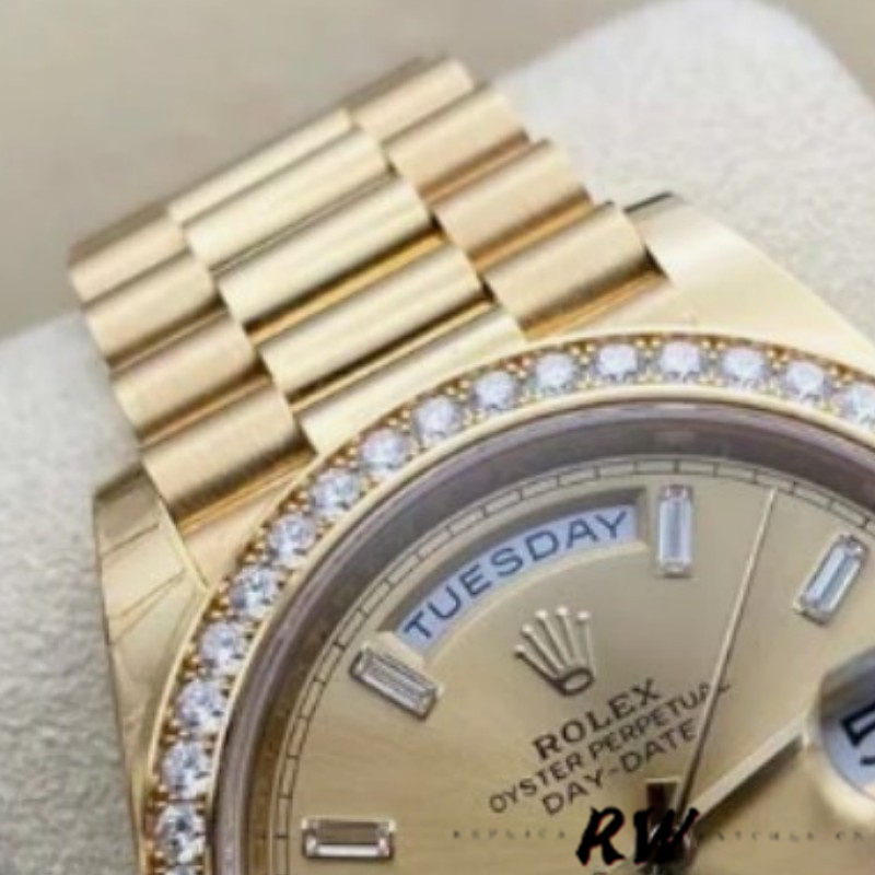 Rolex Day-Date 128348RBR Champagne Index Dial Yellow Gold 36MM Unisex Replica Watch