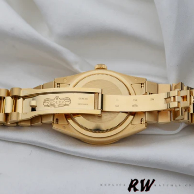 Rolex Day-Date 118388 Yellow Gold Silver Diamond Dial 36MM Unisex Replica Watch