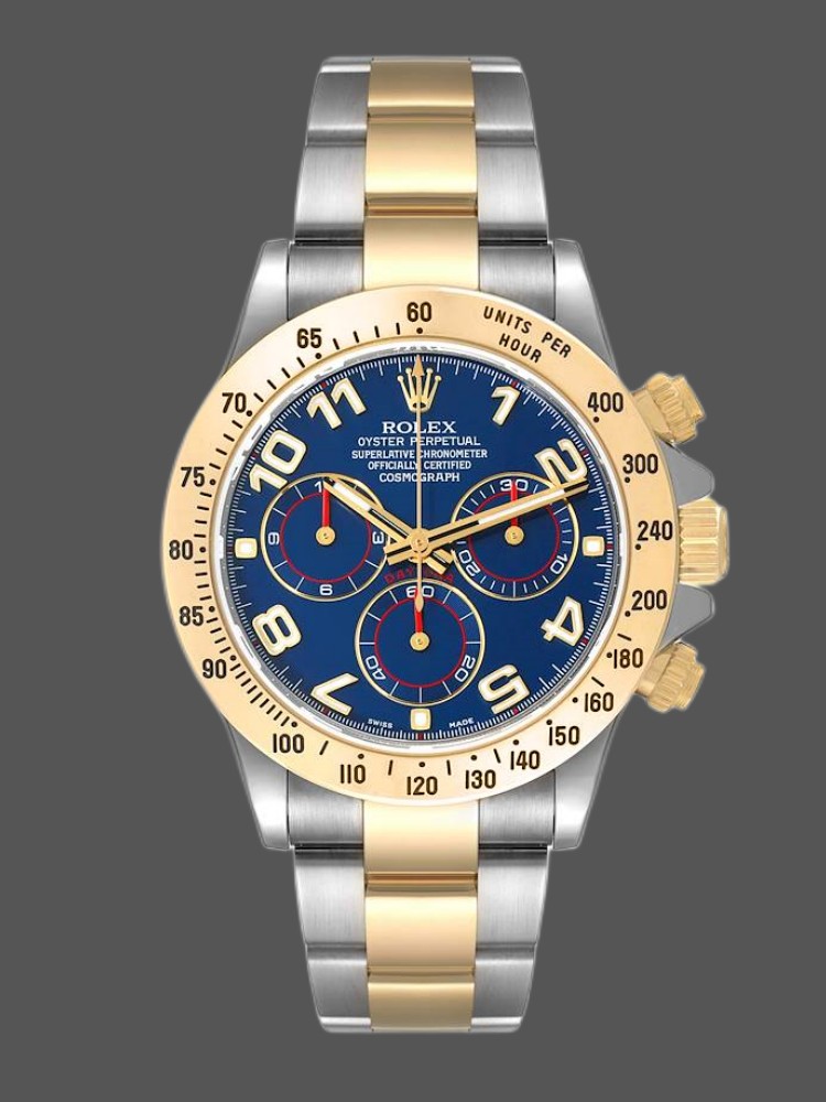 Rolex Daytona 116523 Steel Yellow Gold Blue Racing Dial 40mm Mens Replica Watch