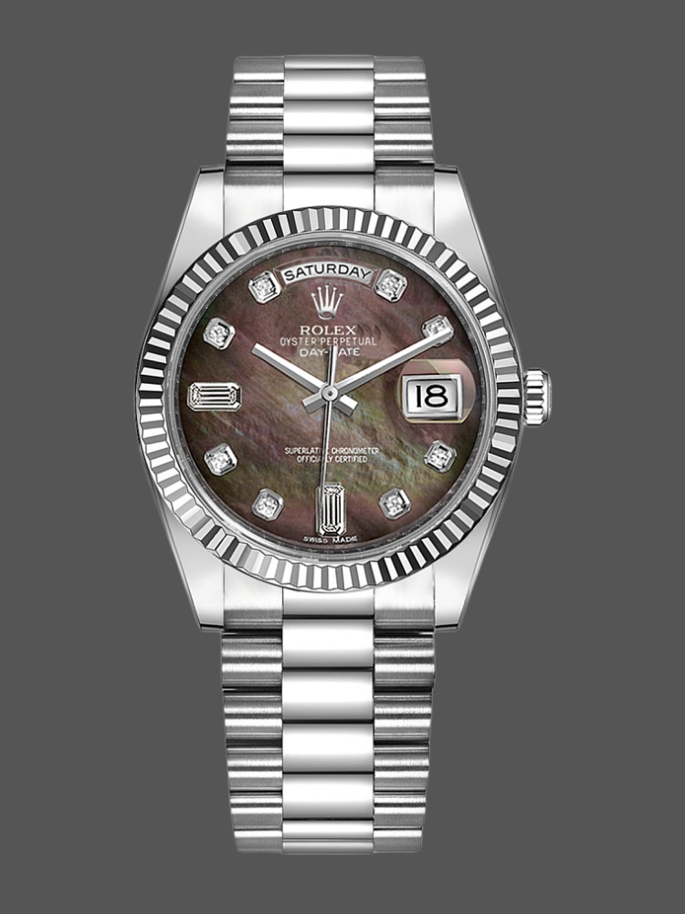 Rolex Day-Date 118239 MOP Black Dial 36mm Unisex Replica Watch