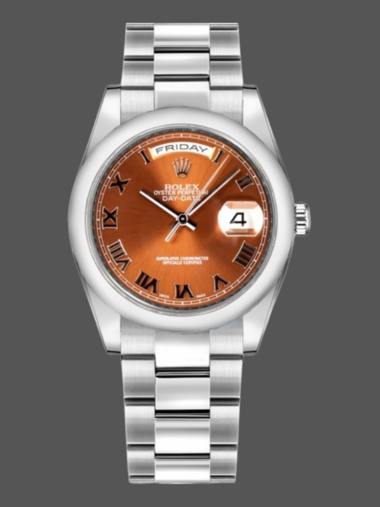 Rolex Day-Date 118209 White Gold Copper Brown Dial 36mm Unisex Replica Watch