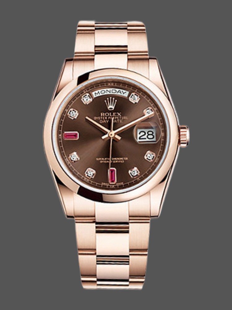 Rolex Day-Date 118205 Chocolate Brown Dial 36mm Unisex Replica Watch