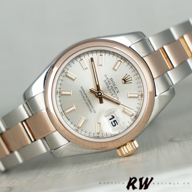 Rolex Datejust 179161 Stainless Steel and Everose Gold Silver Index Dial 26MM Lady Replica Watch