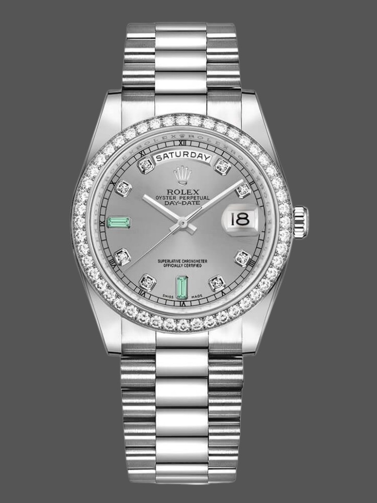 Rolex Day Date 118346 Rhodium Grey Dial 36mm Unisex Replica Watch