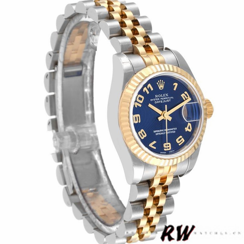 Rolex Datejust 179173 Concentric Circle Blue Dial Fluted Bezel 26MM Lady Replica Watch