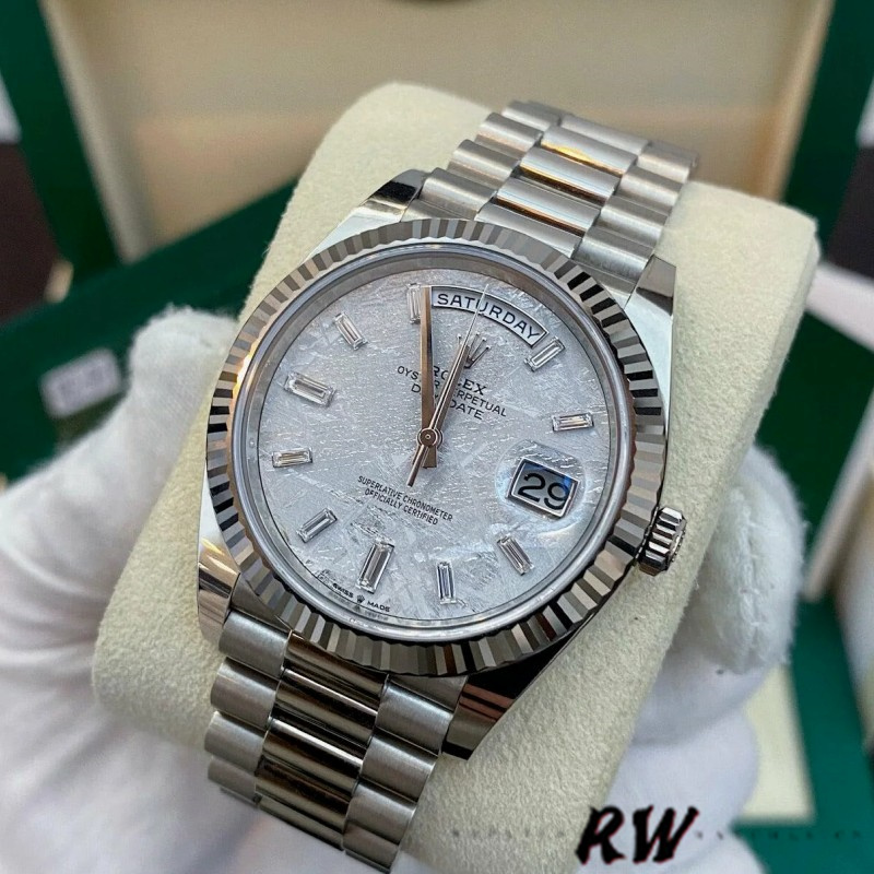Rolex Day-Date 228239 Meteorite Grey Dial Fluted Bezel 40mm Mens Replica Watch