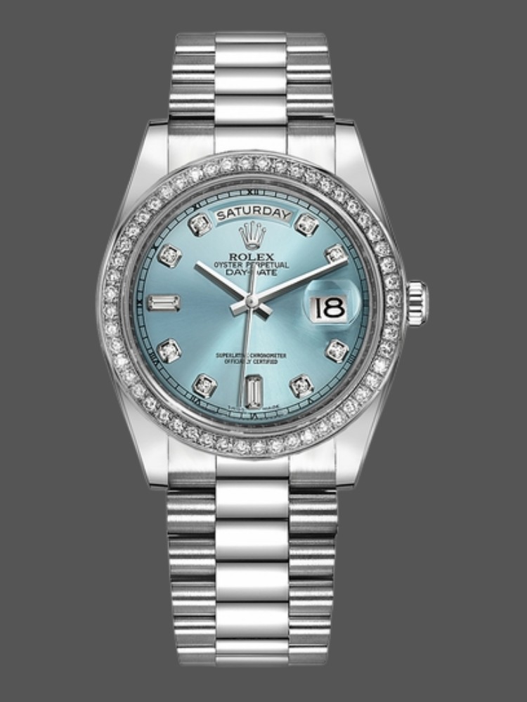 Rolex Day Date 118346 Ice Blue Dial 36mm Unisex Replica Watch