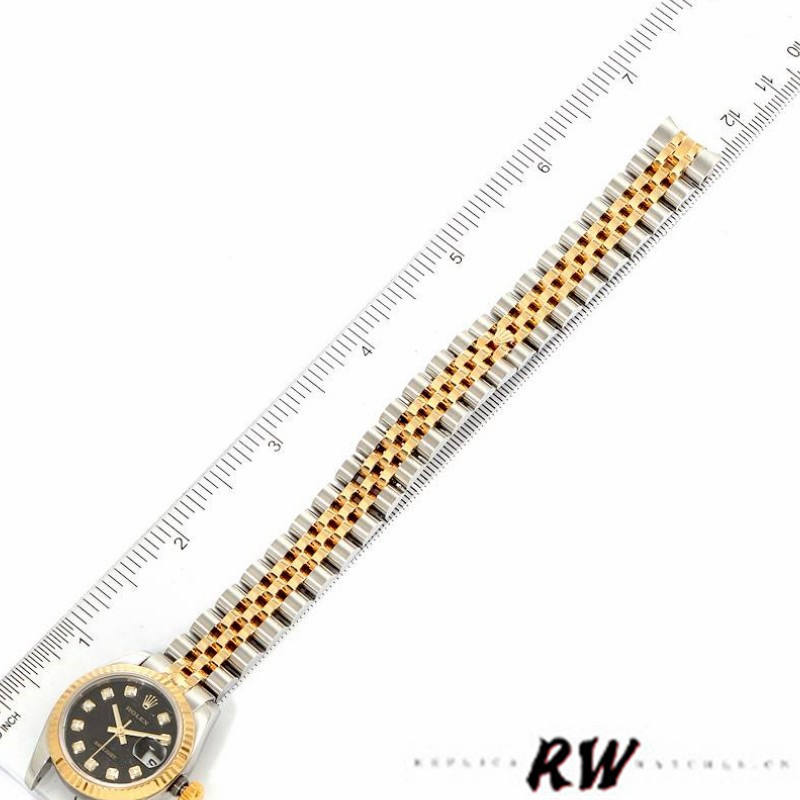 Rolex Datejust 179173 Jubilee Black Diamond Dial Fluted Bezel 26MM Lady Replica Watch