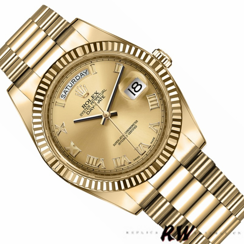 Rolex Day-Date 218238 Champagne Roman Numeral Dial Yellow Gold 41MM Mens Replica Watch