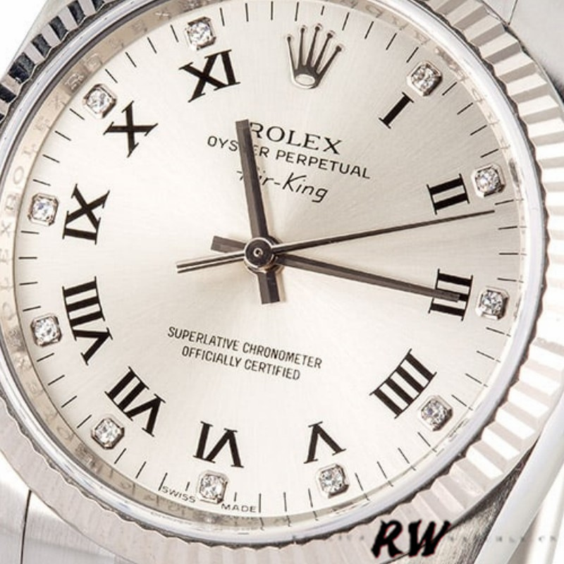 Rolex Oyster Perpetual Air-King 114234 Silver Roman Diamond Dial 41mm Replica Watch