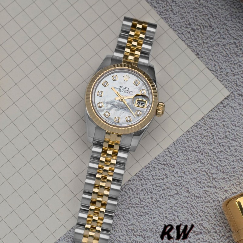 Rolex Datejust 179173 White MOP Dial Fluted Bezel 26MM Lady Replica Watch