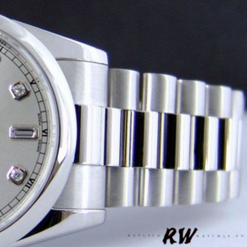 Rolex Day-Date 118206 Silver Diamond Dial Platinum 36mm Unisex Replica Watch