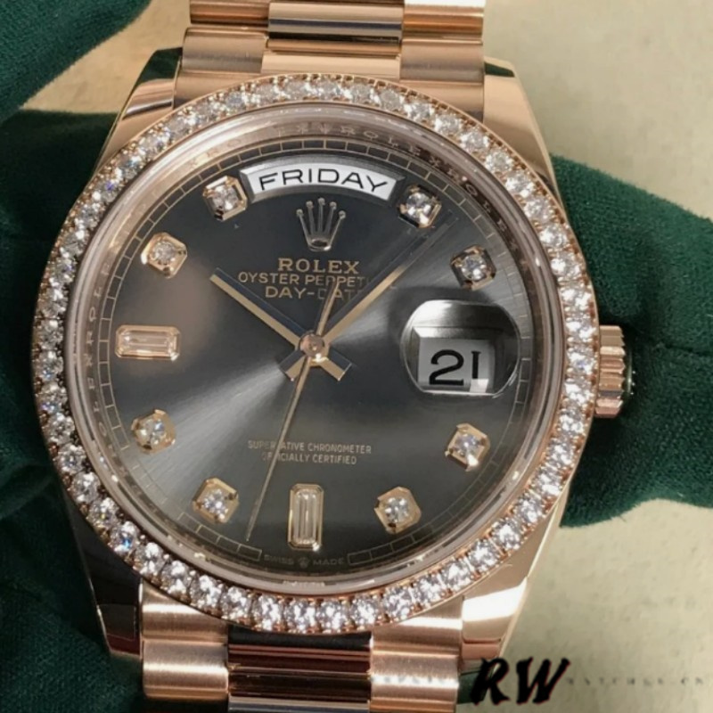 Rolex Day-Date 128345RBR Slate Dial Everose Gold 36MM Unisex Replica Watch