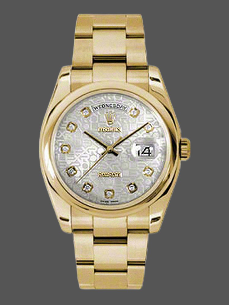 Rolex Day-Date 118208 Silver Diamond Jubilee Dial 36mm Unisex Replica Watch