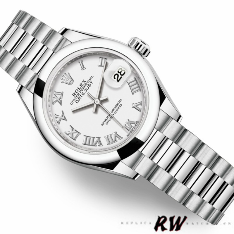 Rolex Datejust 279166 White Roman Numeral Dial Domed Bezel 28mm Lady Replica Watch