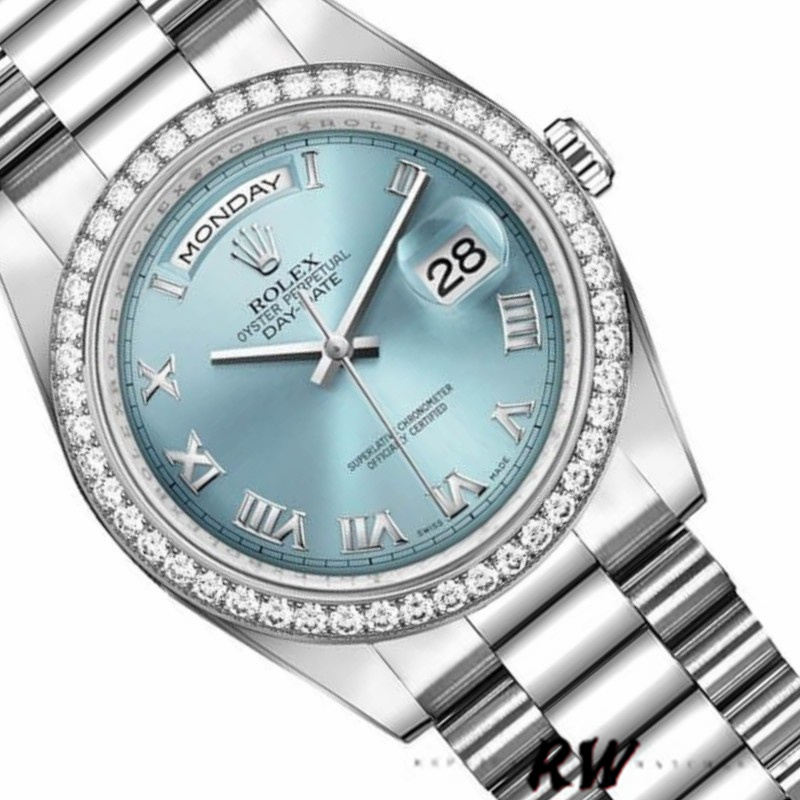Rolex Day Date 118346 Roman Ice Blue Dial 36mm Unisex Replica Watch