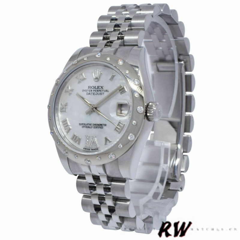 Rolex Datejust 178344 Mother of Pearl White Dial Diamond 31MM Lady Replica Watch