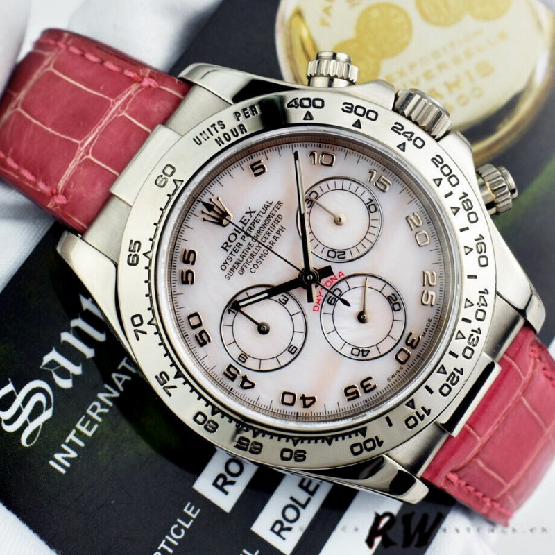 Rolex Daytona 116519 Rose MOP Arabic Pink Strap 40mm Mens Replica Watch