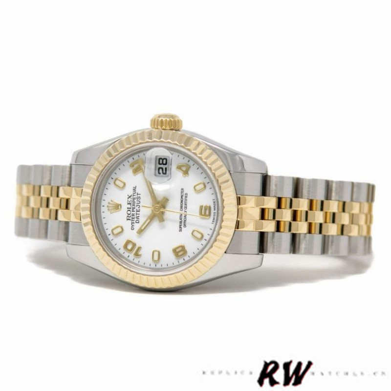 Rolex Datejust 179173 White Arabic Numerals Dial Fluted Bezel 26MM Lady Replica Watch