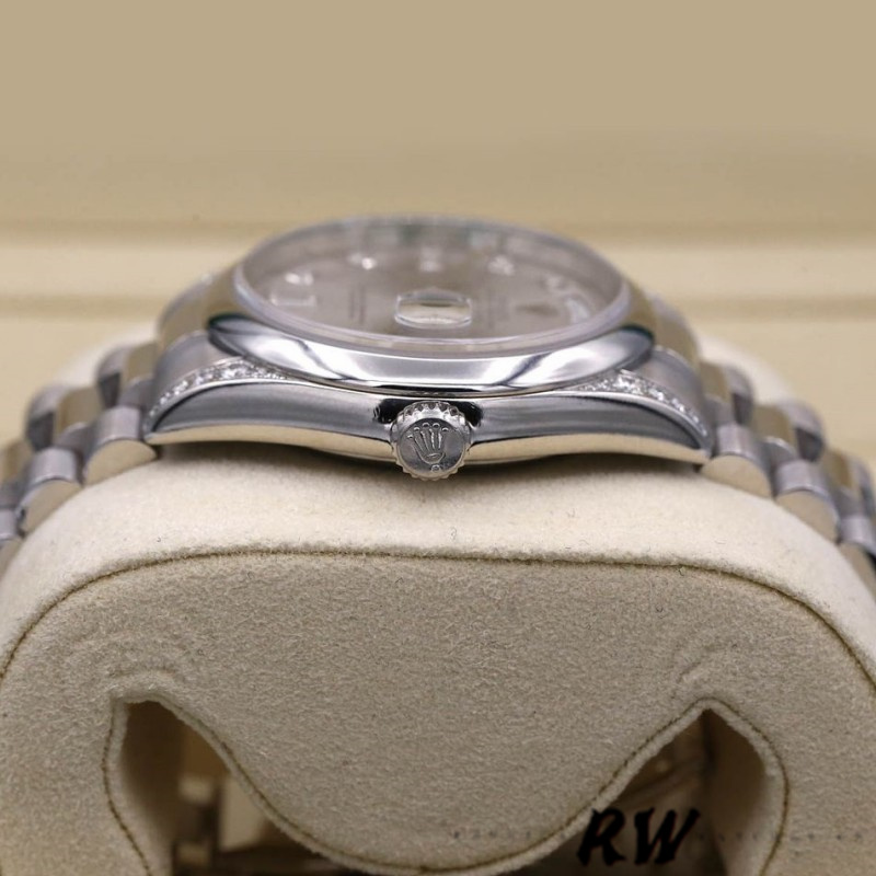 Rolex Day-Date 118296 Platinum Silver Dial Diamond 36mm Unisex Replica Watch