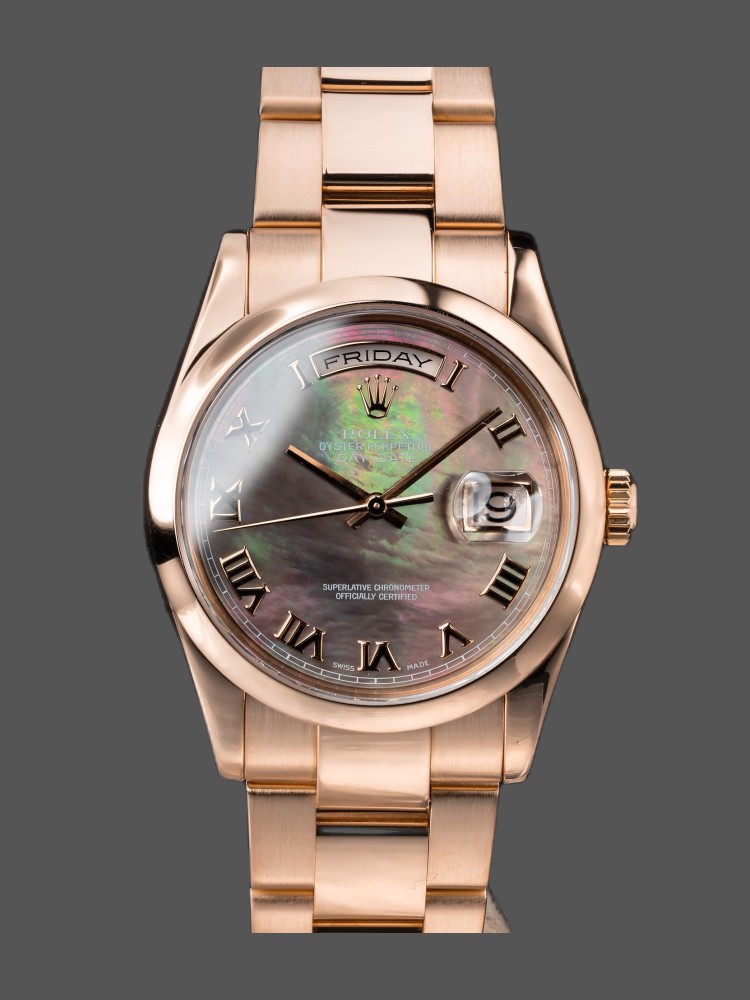 Rolex Day-Date 118205 MOP Roman numeral Dial 36mm Unisex Replica Watch