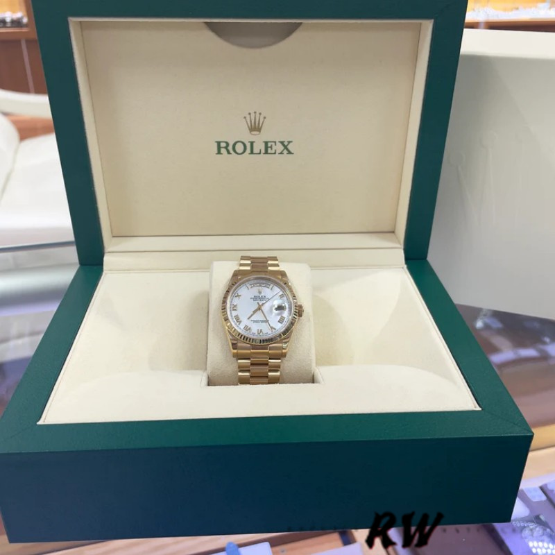 Rolex Day-Date 118238 White Mother of Pearl Roman Dial 36mm Unisex Replica Watch
