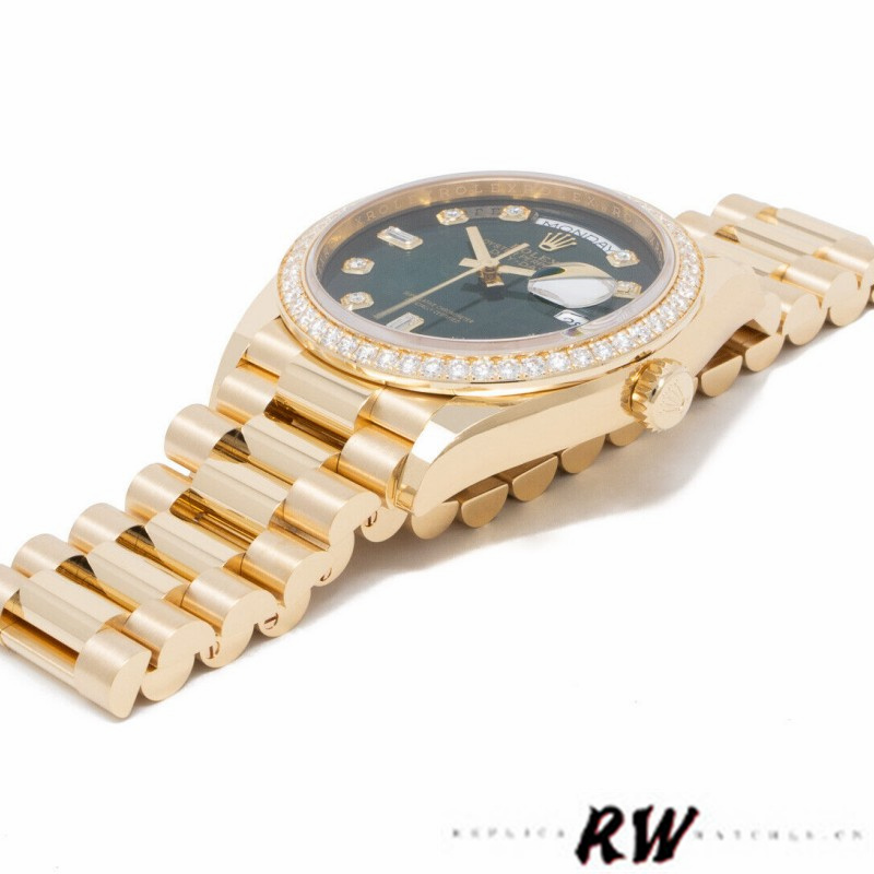 Rolex Day-Date 128348RBR Green Ombre Diamond Dial Yellow Gold 36MM Unisex Replica Watch