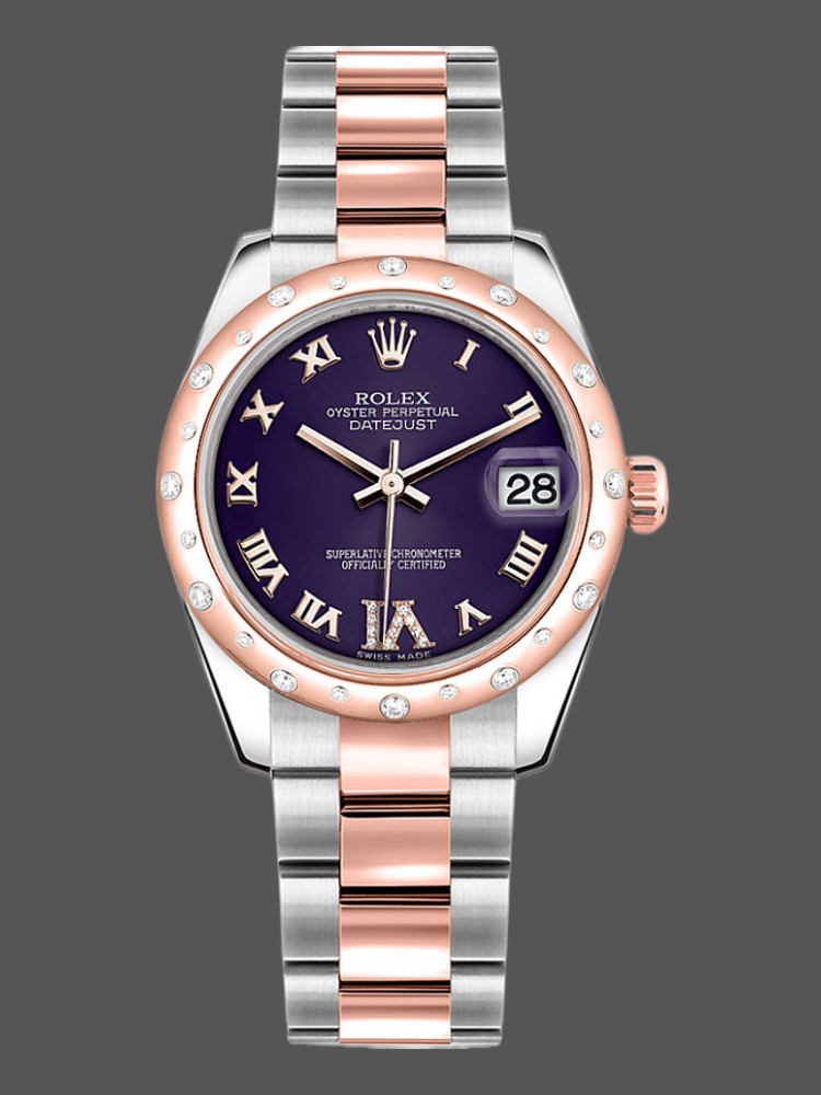 Rolex Datejust 178341 Purple Roman Numeral Dial 31MM Lady Replica Watch