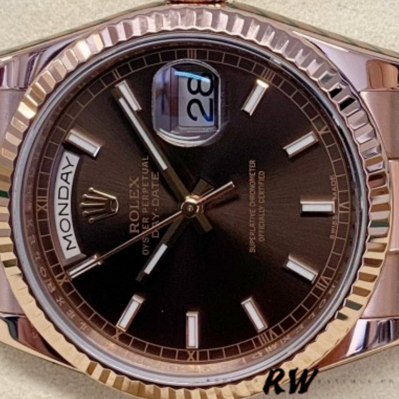 Rolex Day-Date 118235 Fluted Bezel Chocolate Dial 36mm Unisex Replica Watch