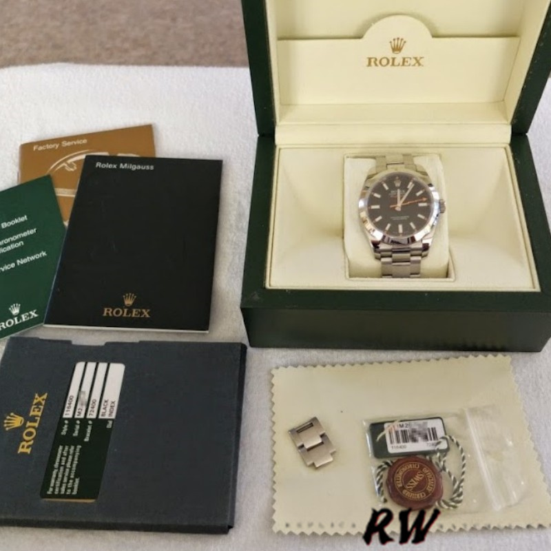 Rolex Milgauss 116400 Stainless Steel Black Dial 40mm Mens Replica Watch